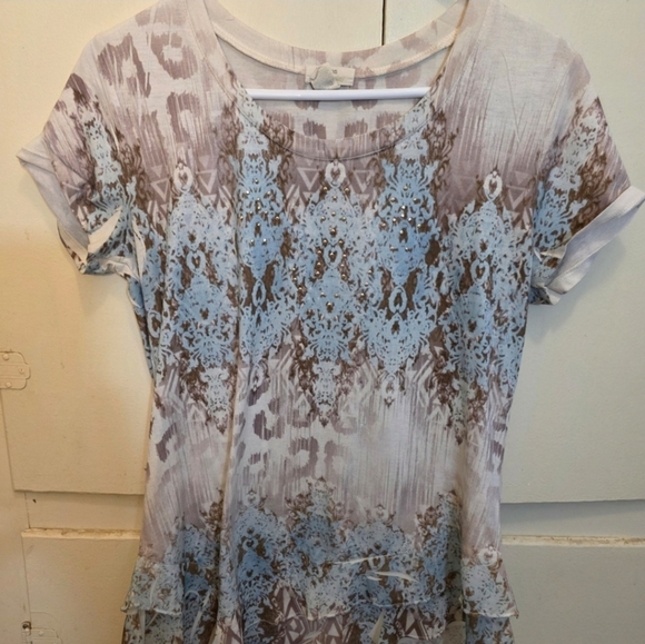 Madison & Berkeley Gray and Blue Graphic Fitted T-Shirt - Picture 4 of 5